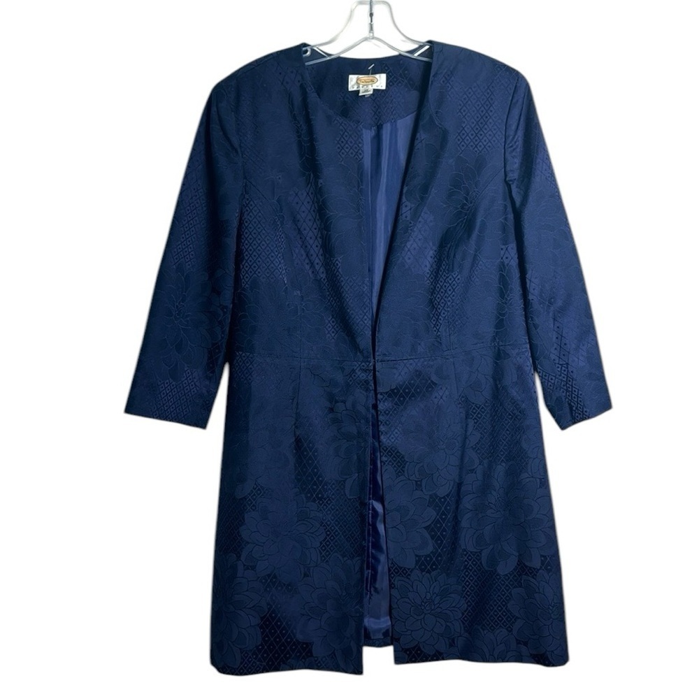 NWT‎ Talbots Vintage Blue Floral Longline Jacket Blazer 14 Petite Career Work